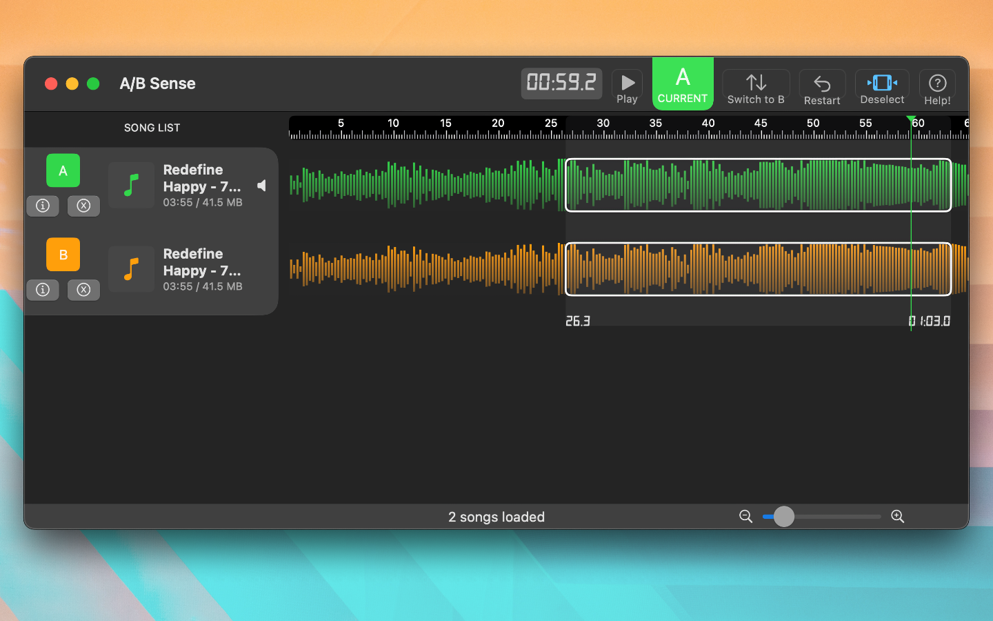 Screenshot of A/B Sense